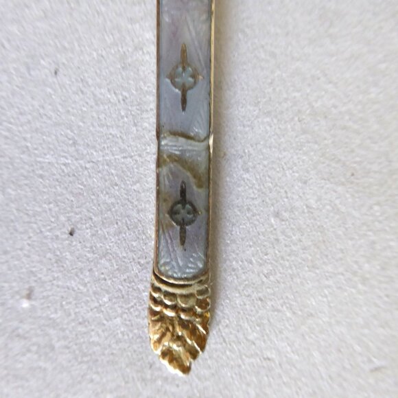 VINTAGE 4” HESTENES NORWAY STERLING SILVER ENAMEL GOLD PLATED APPETIZER FORK - Picture 2 of 13